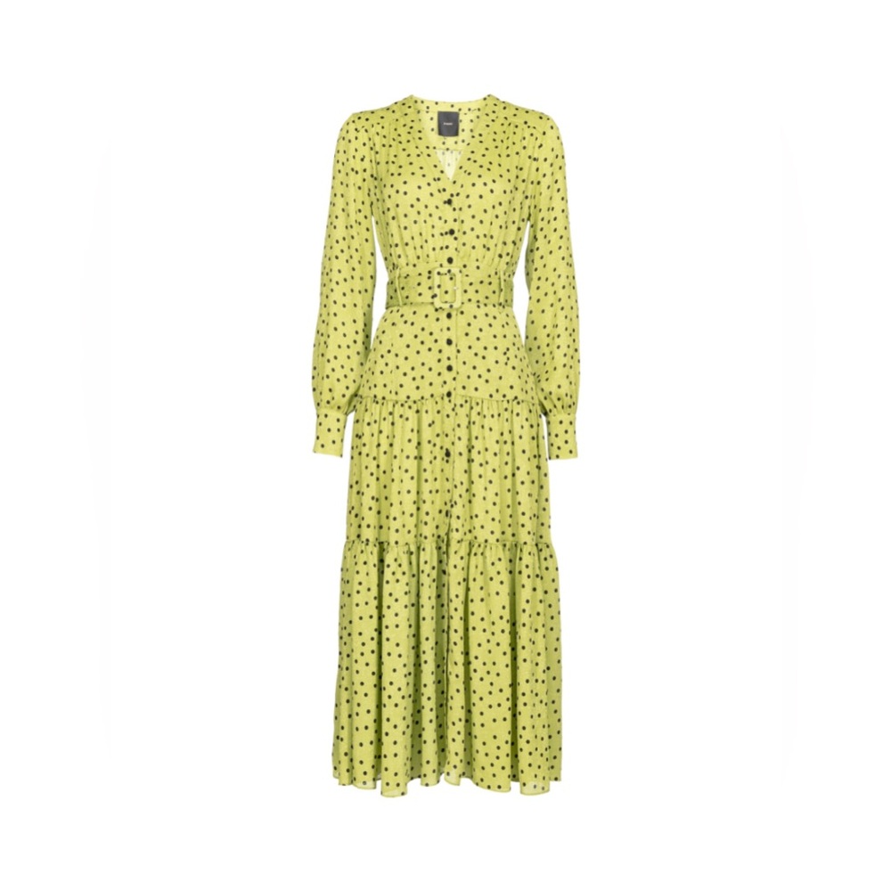 Pinko Polka Dot Belted Midi Dress